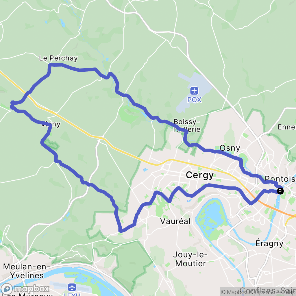 Pontoise : carte du parcours de randonnée - France