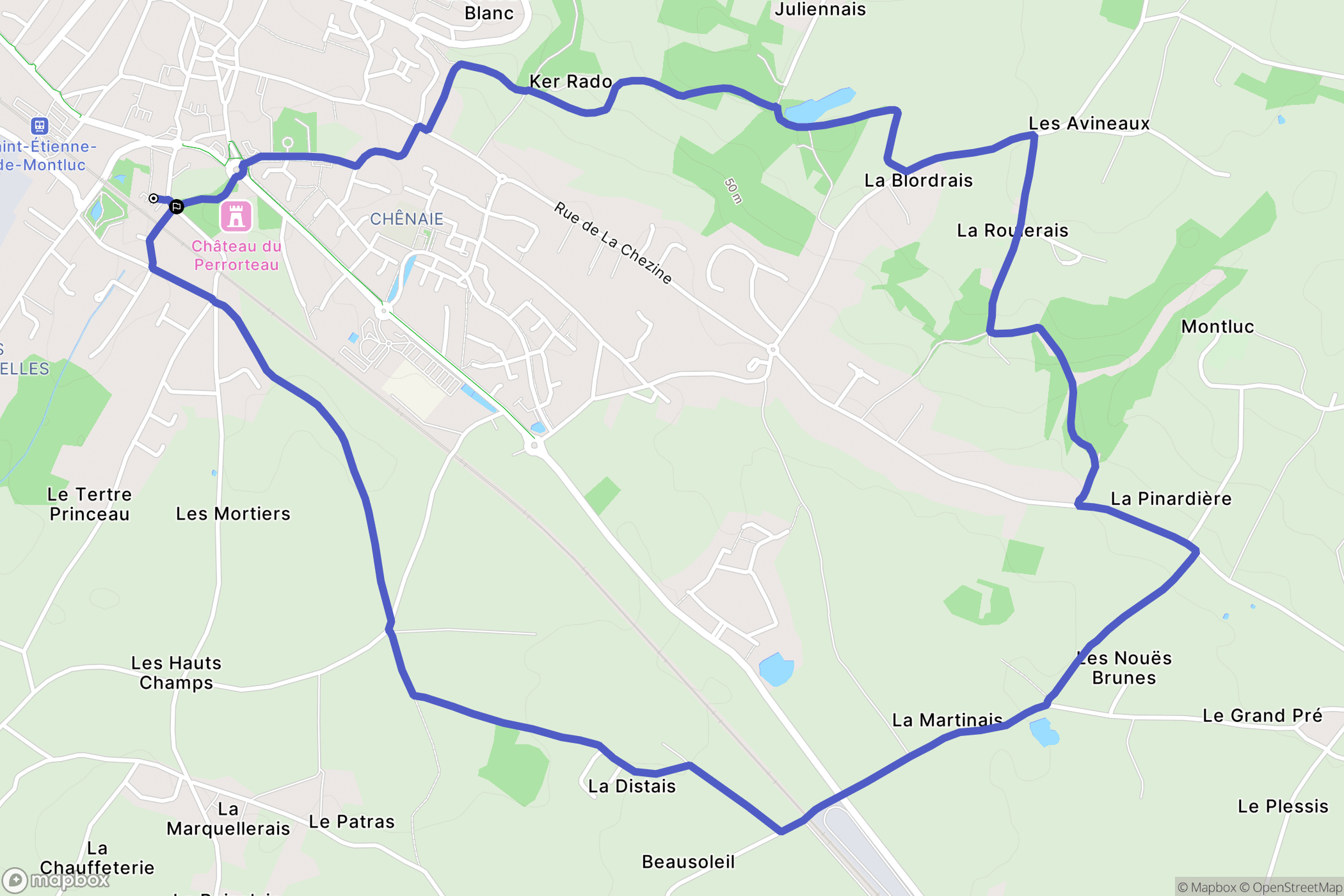 Saint-Étienne-de-Montluc : carte du parcours de randonnée - France