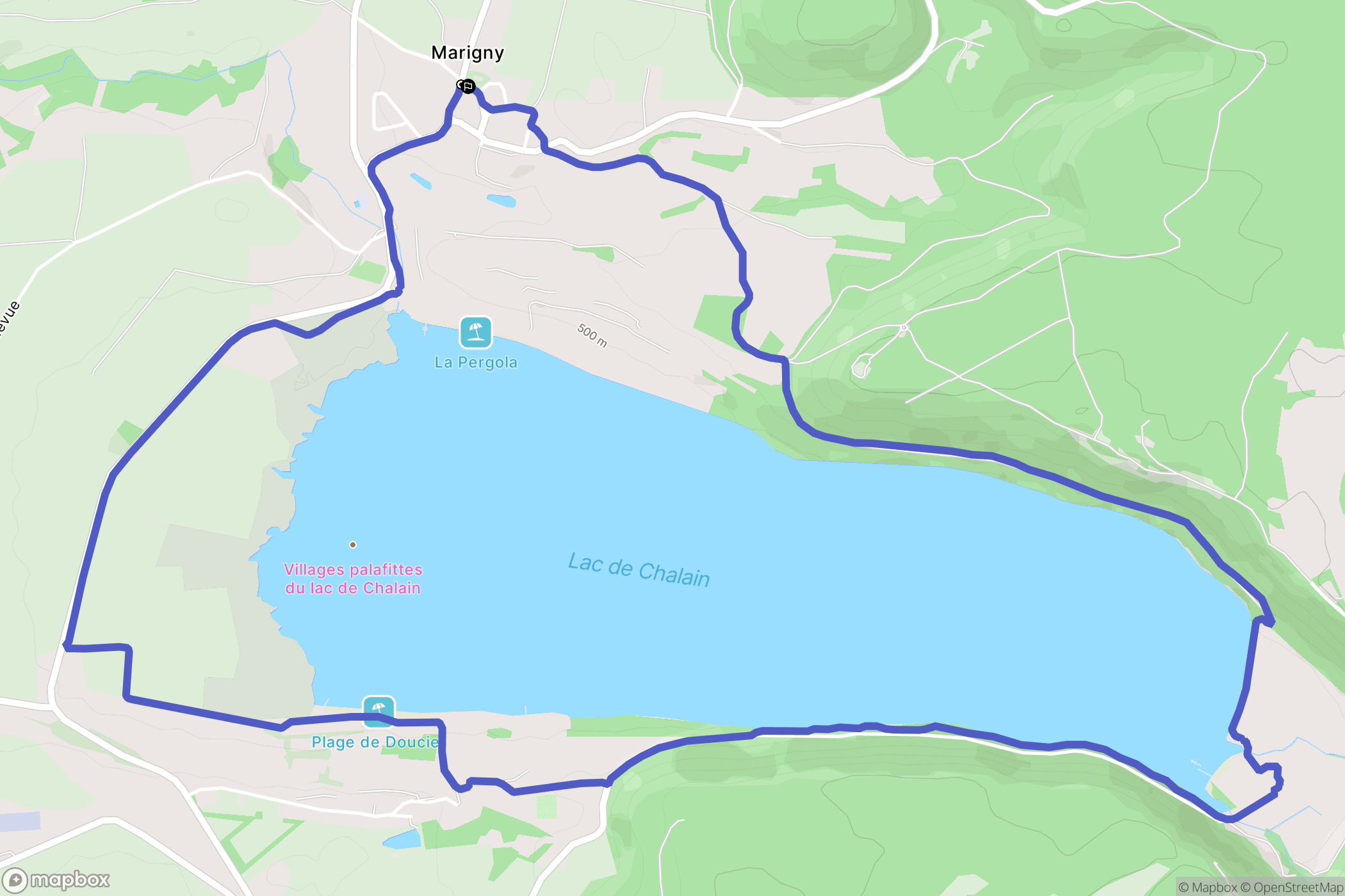 Marigny : carte du parcours de randonnée - France