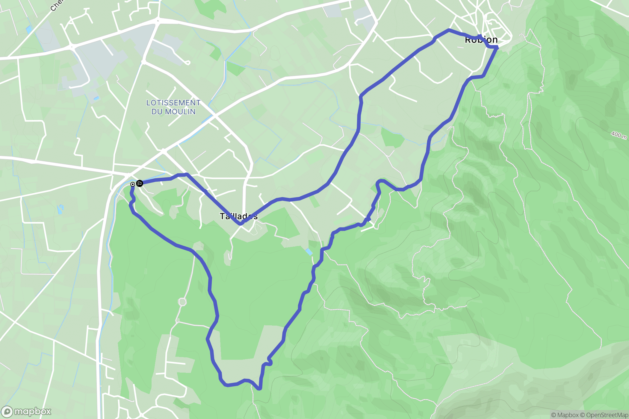 Taillades : carte du parcours de randonnée - France