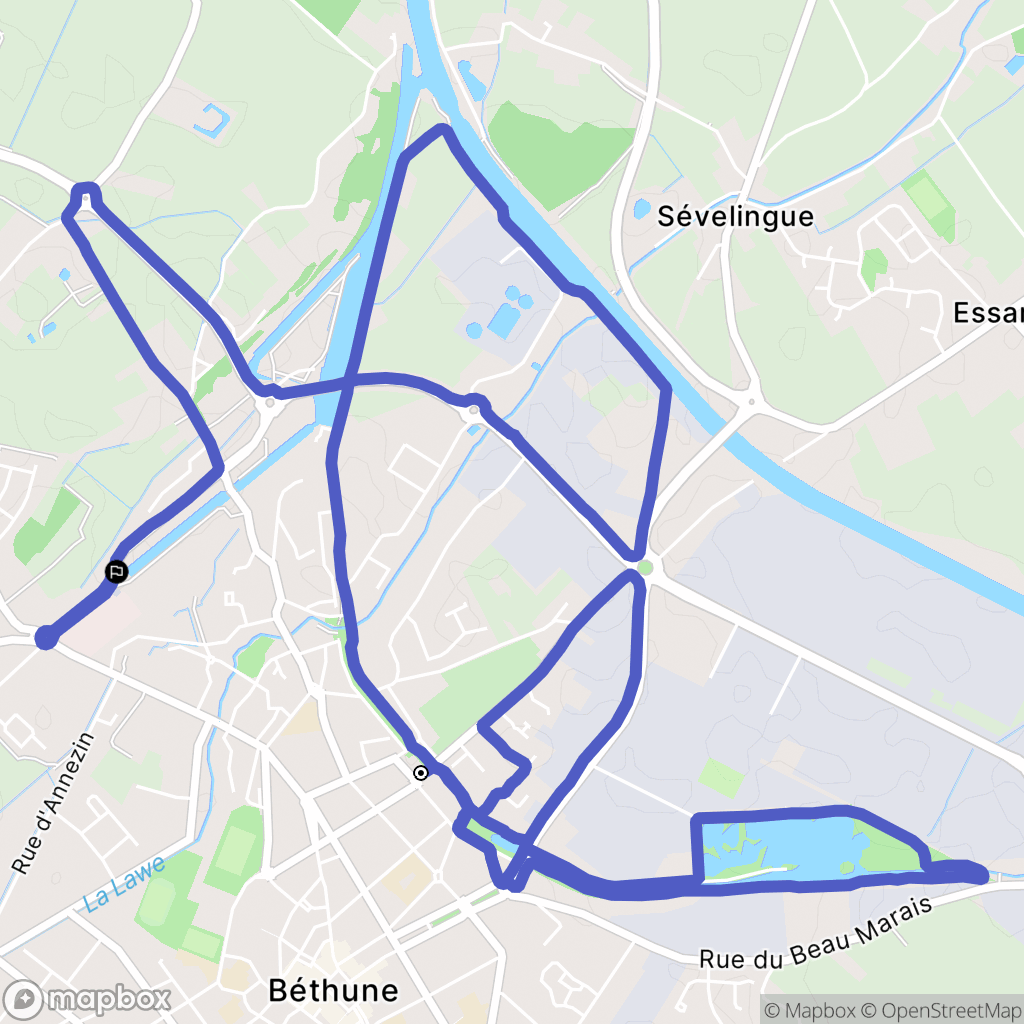Béthune : carte du parcours de randonnée - France