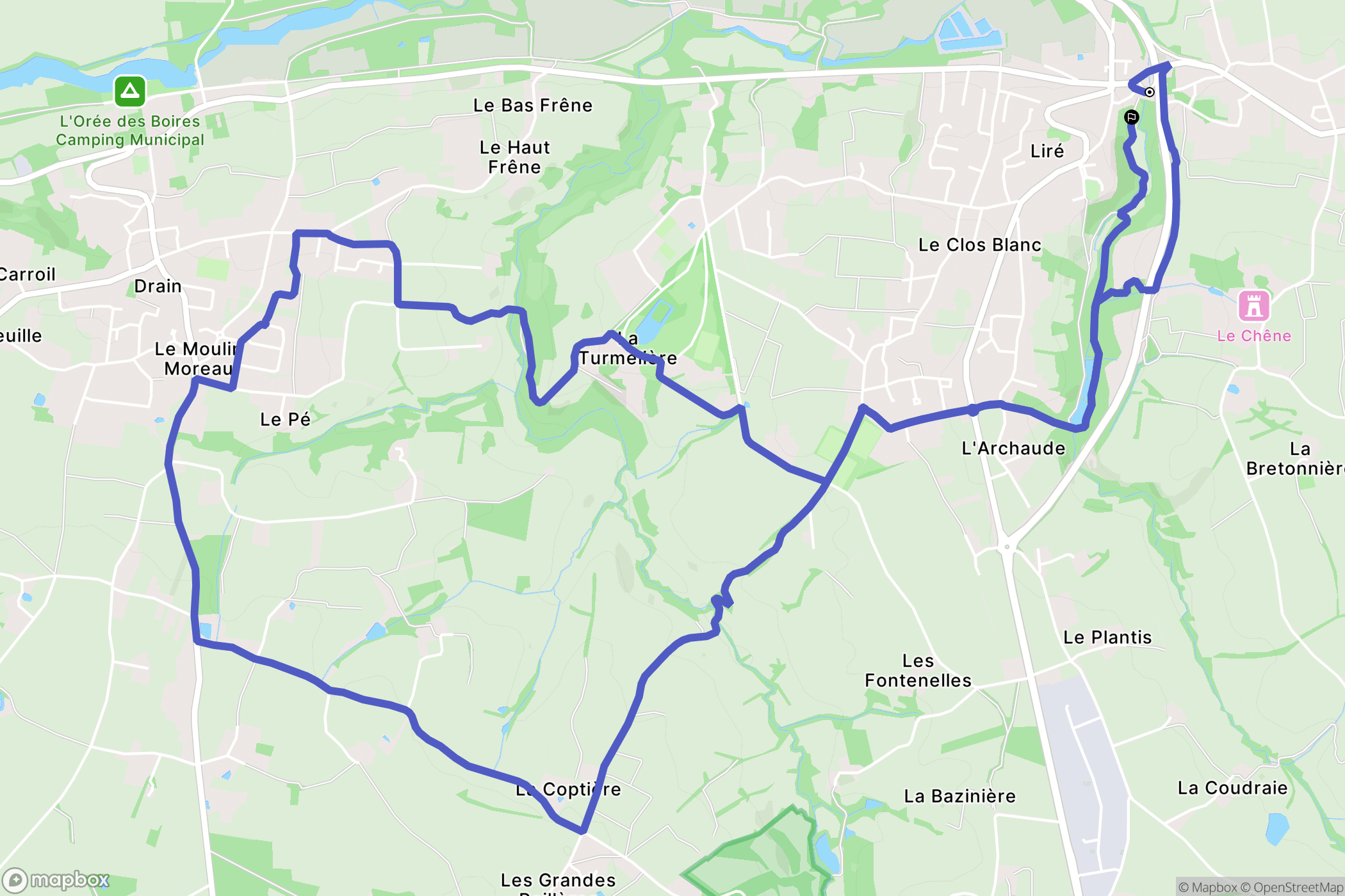 Orée-d'Anjou : carte du parcours de randonnée - France