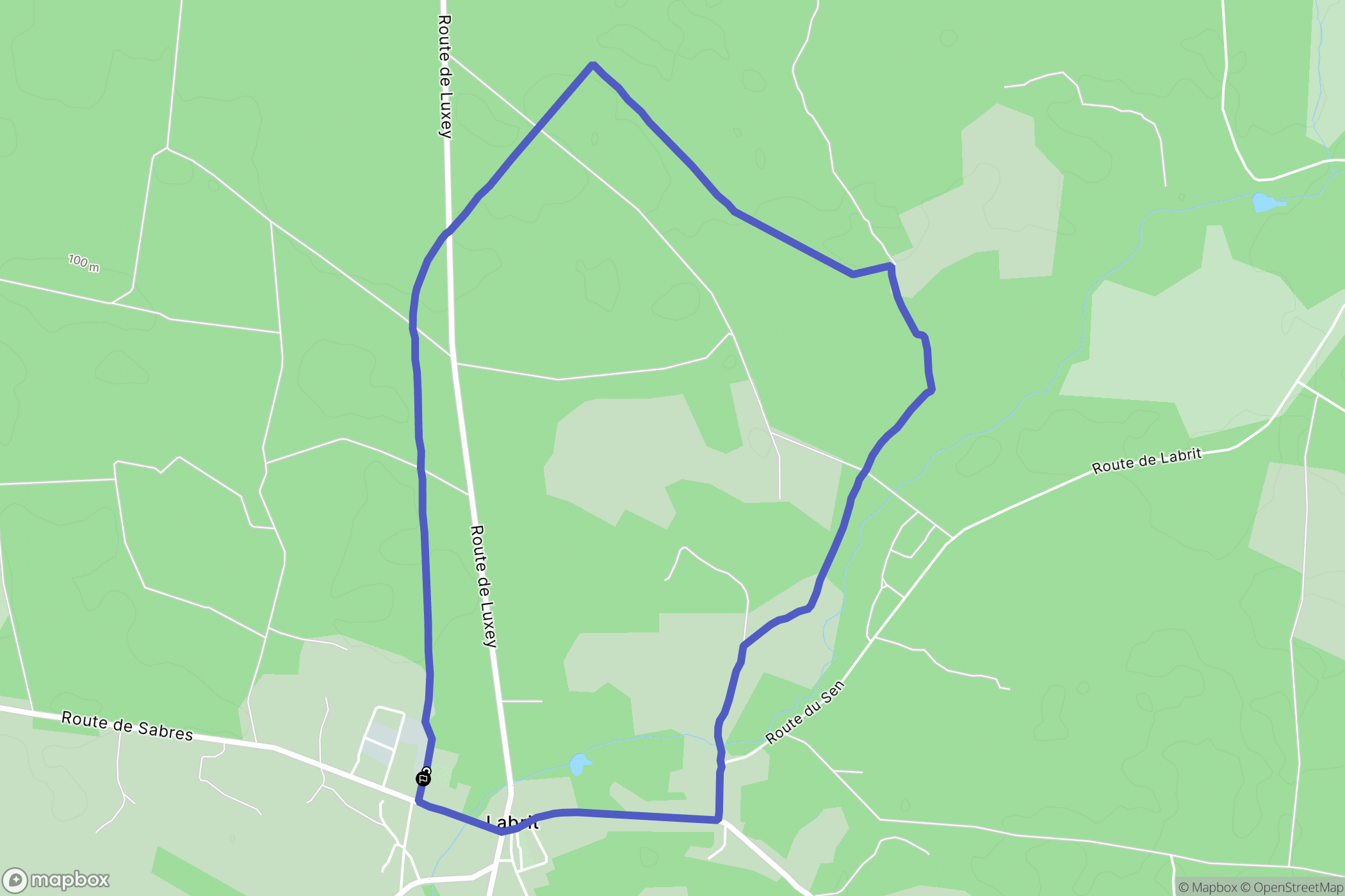Labrit : carte du parcours de randonnée - France