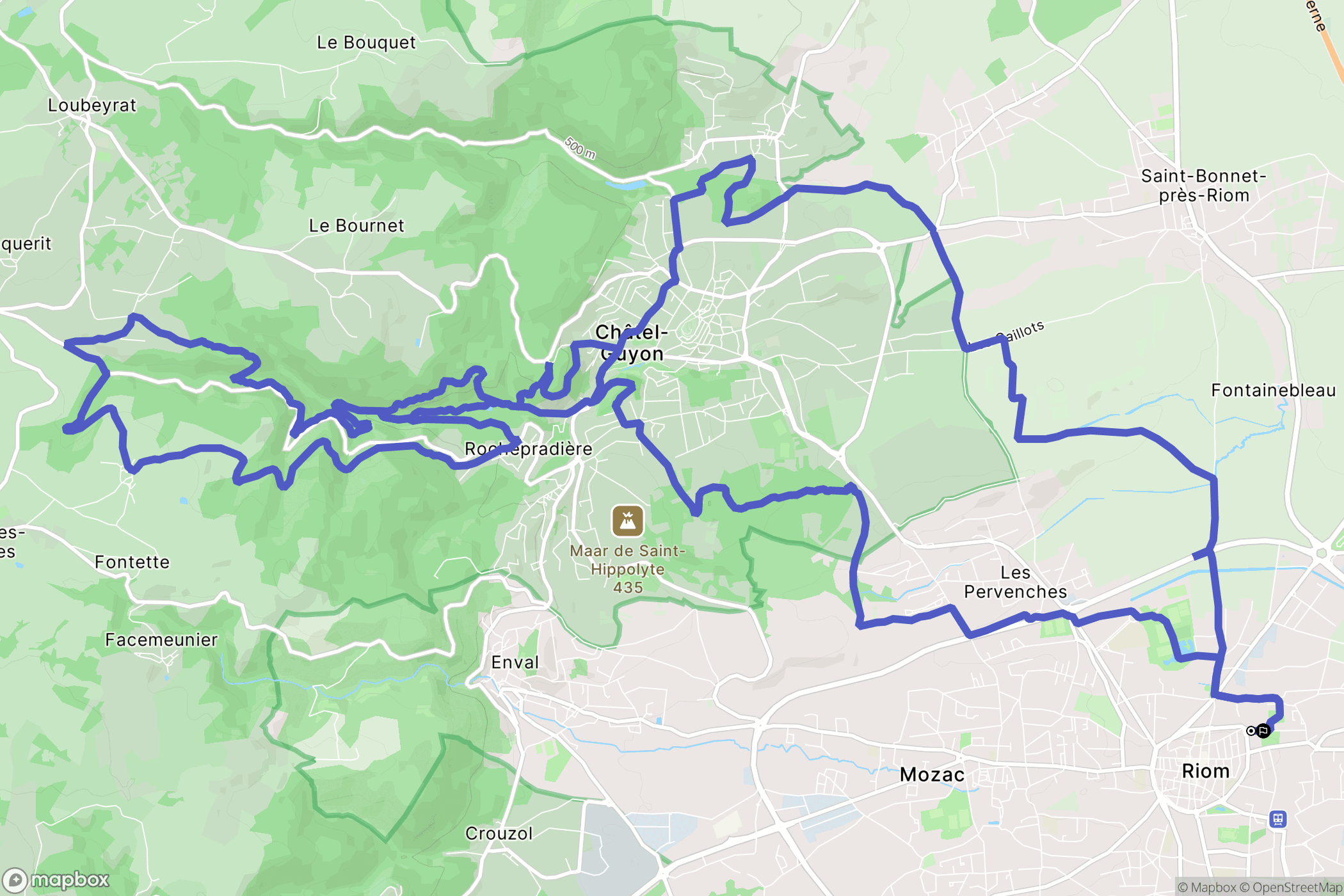 Riom : carte du parcours de randonnée - France