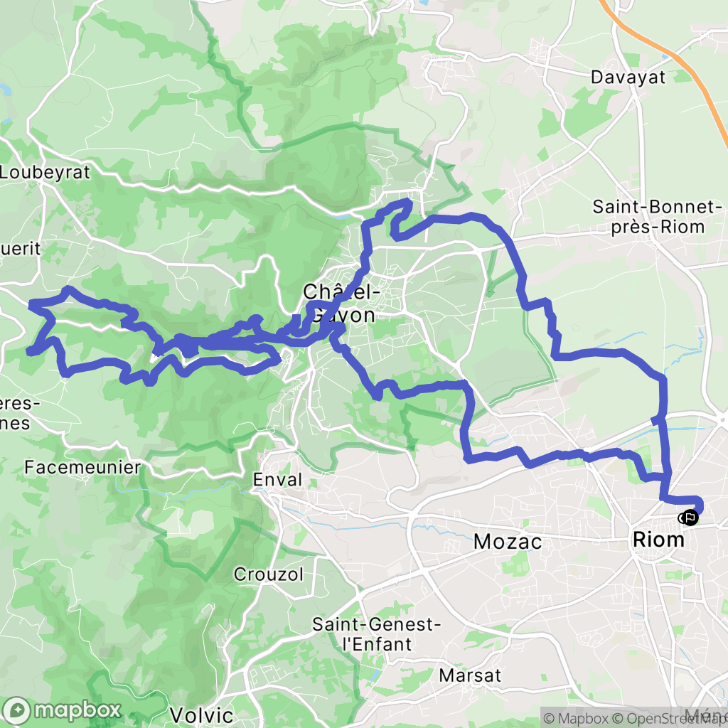 Riom : carte du parcours de randonnée - France