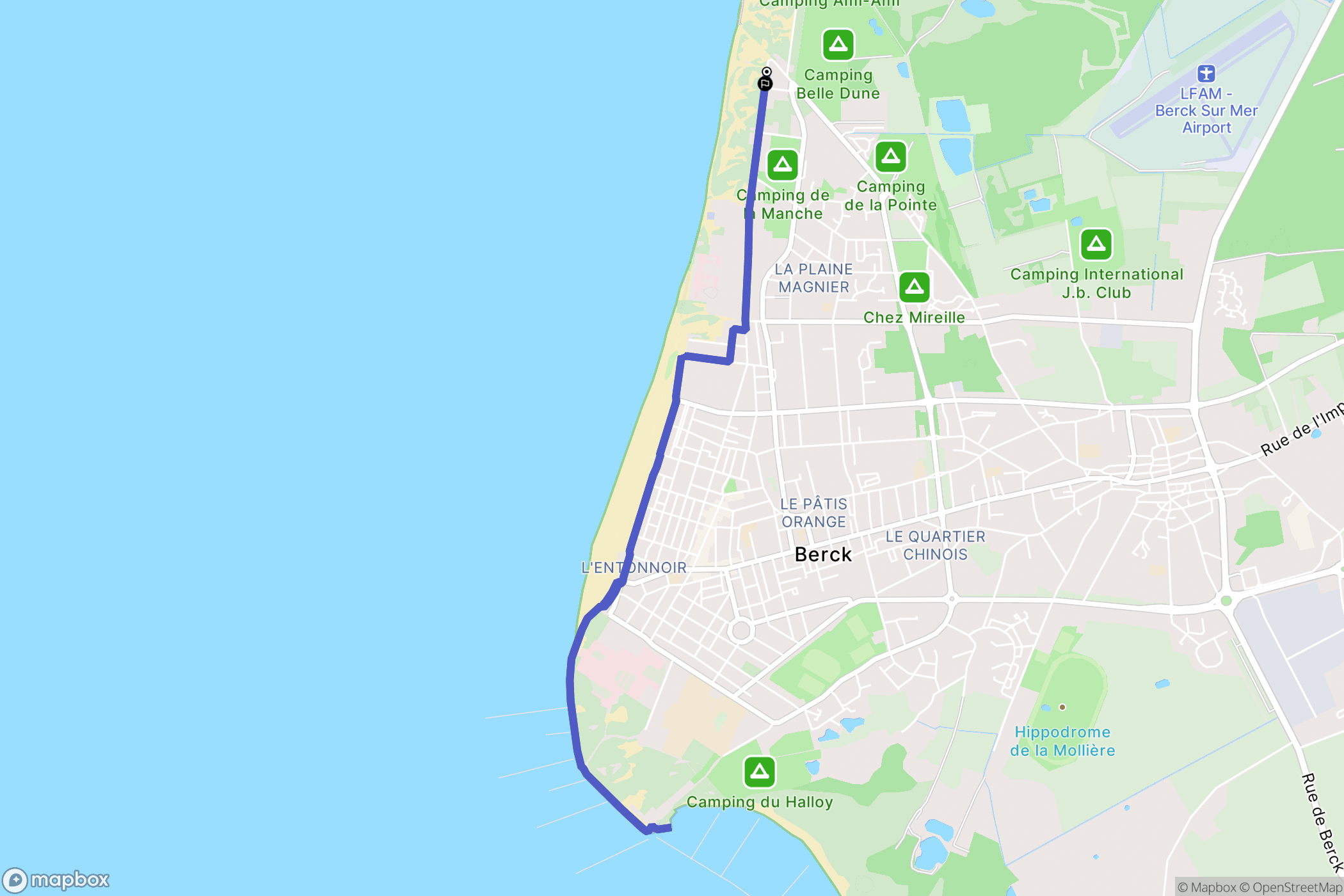 Berck : carte du parcours de randonnée - France