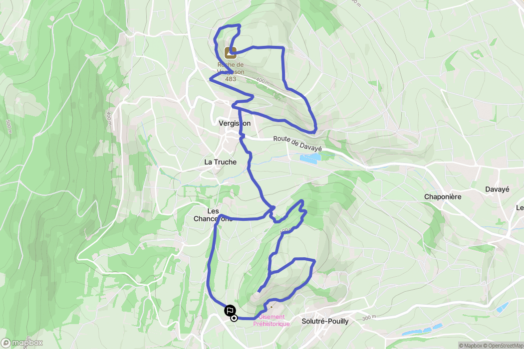Solutré-Pouilly : carte du parcours de randonnée - France