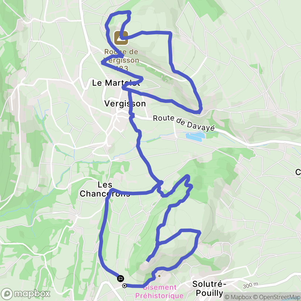 Solutré-Pouilly : carte du parcours de randonnée - France