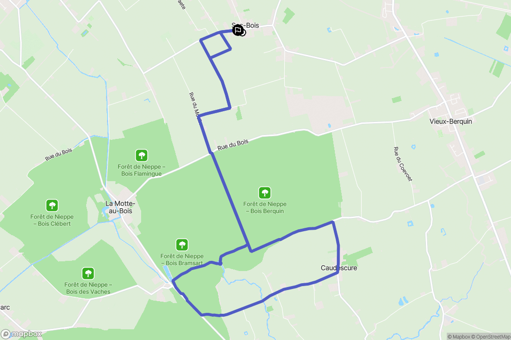 Vieux-Berquin : carte du parcours de randonnée - France