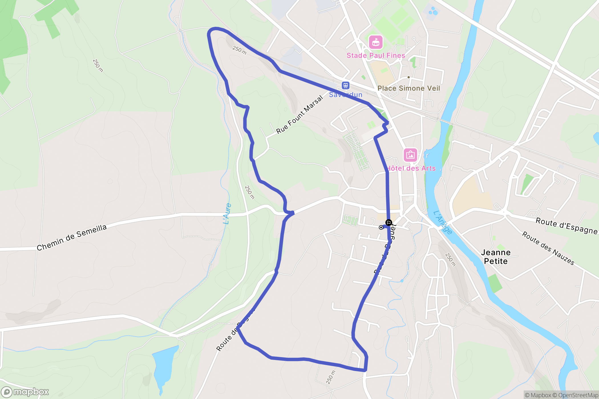 Saverdun : carte du parcours de randonnée - France