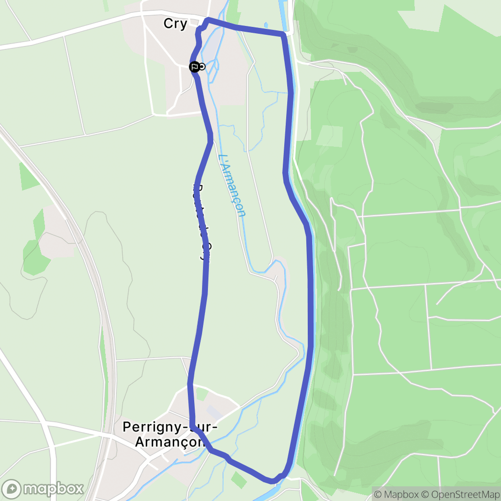 Cry : carte du parcours de randonnée - France