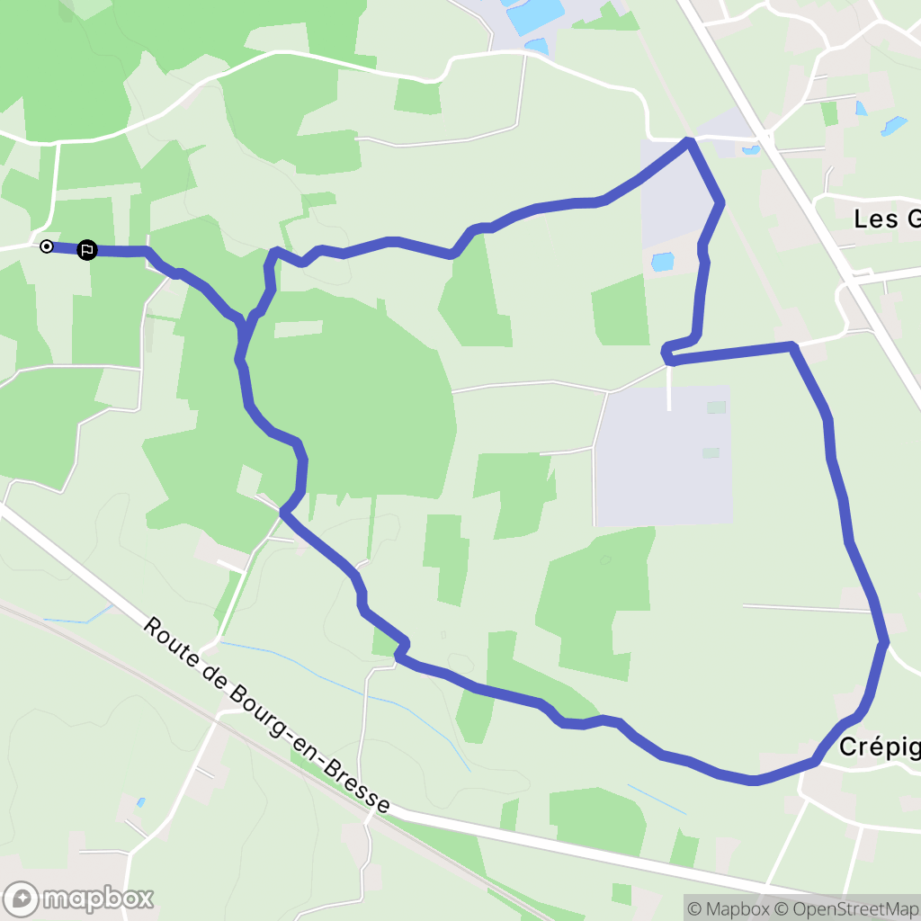 Polliat : carte du parcours de randonnée - France