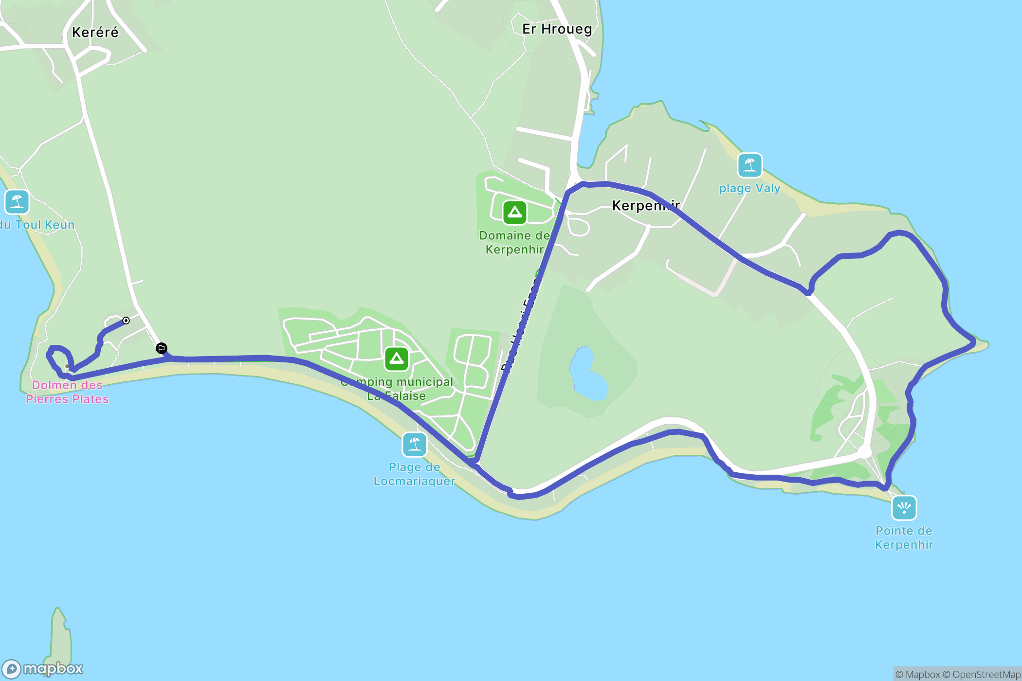 Locmariaquer : carte du parcours de randonnée - France