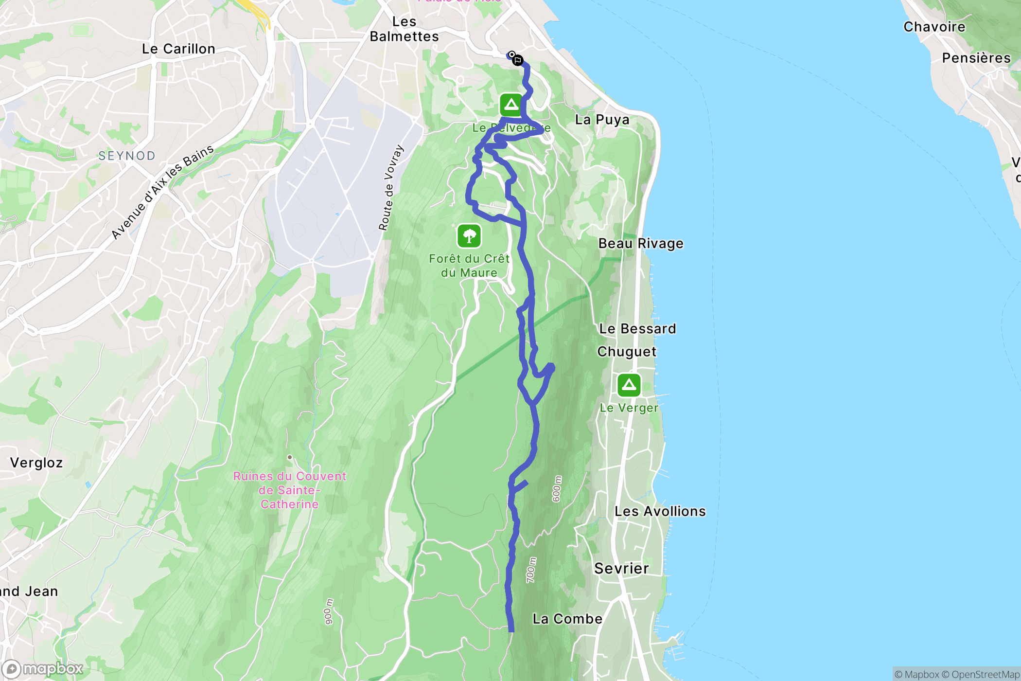 Annecy : carte du parcours de randonnée - France