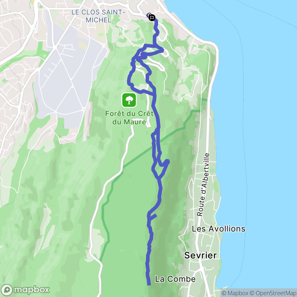 Annecy : carte du parcours de randonnée - France