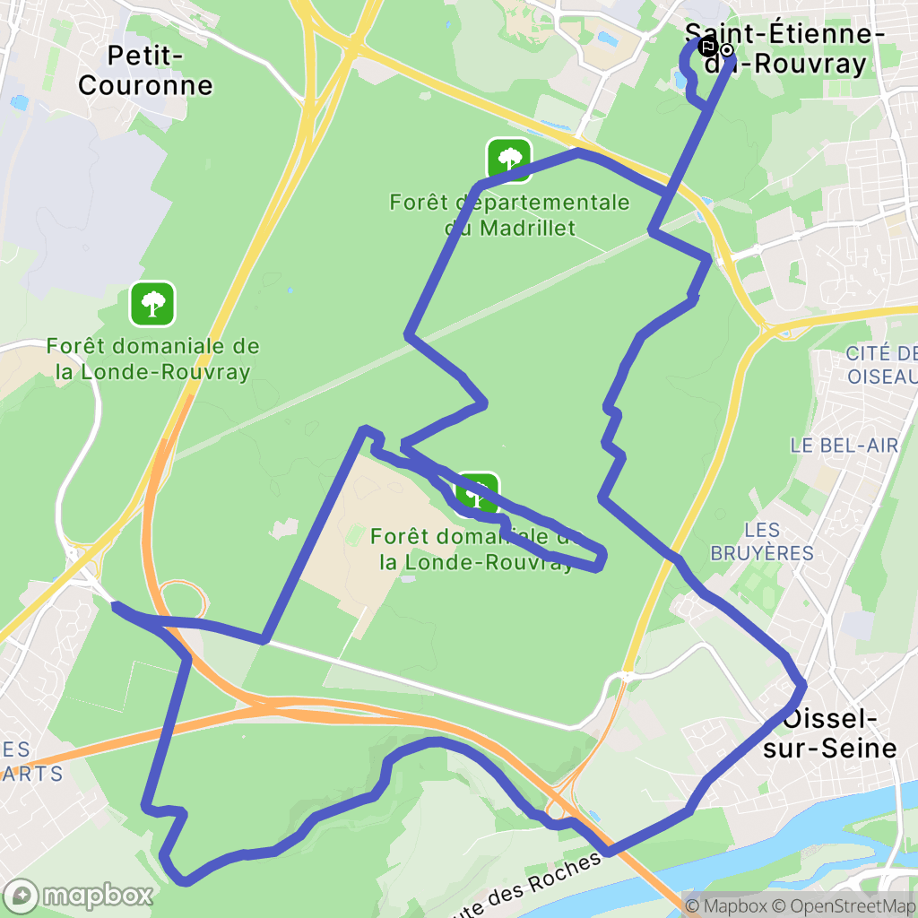 Saint-Étienne-du-Rouvray : carte du parcours de randonnée - France