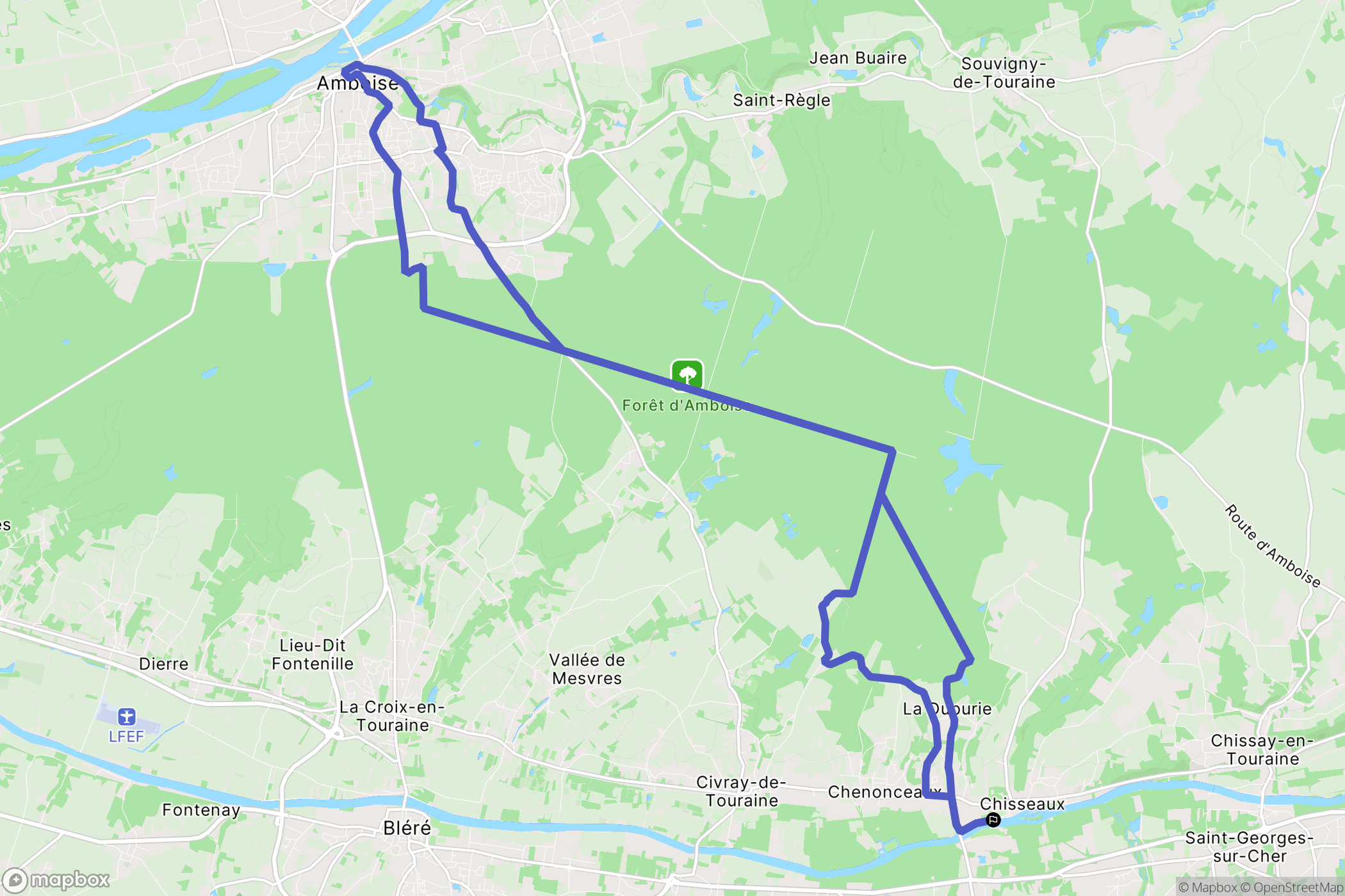 Chisseaux : carte du parcours de randonnée - France