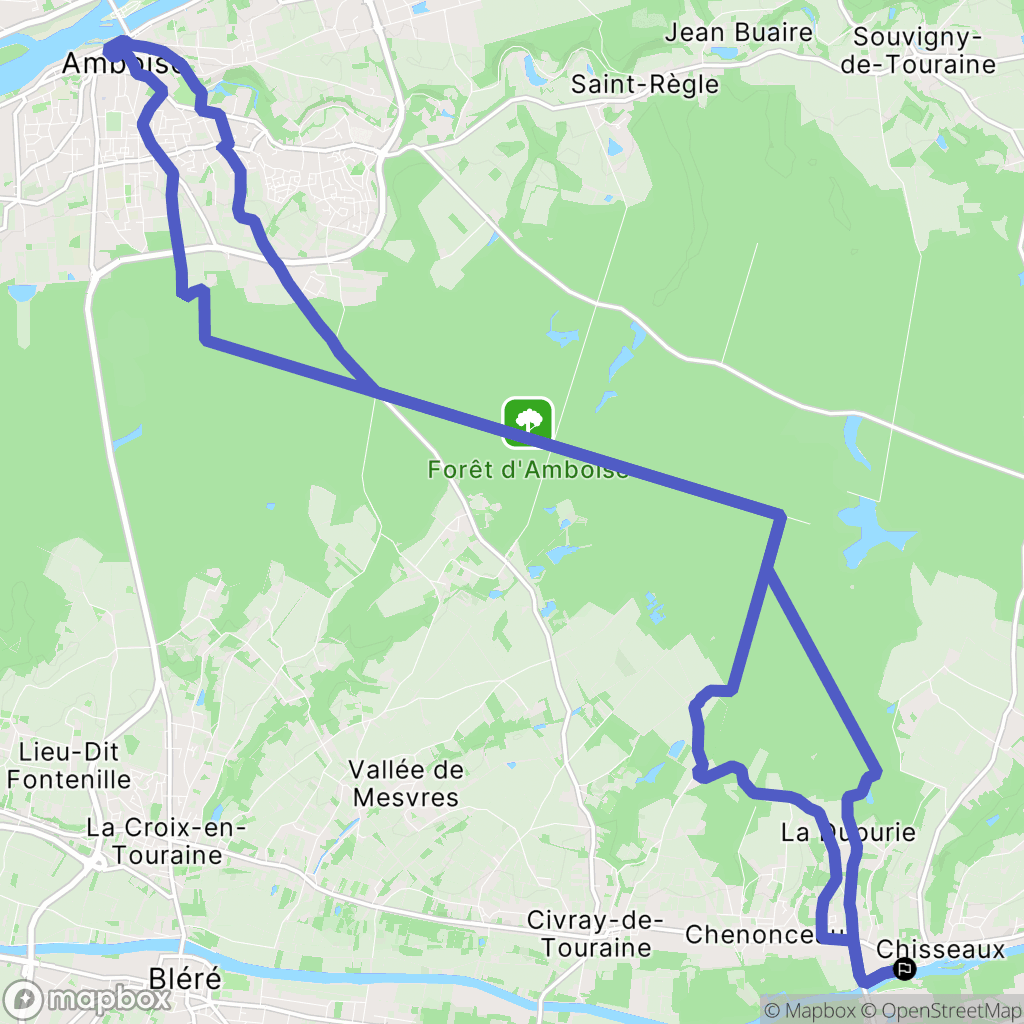 Chisseaux : carte du parcours de randonnée - France