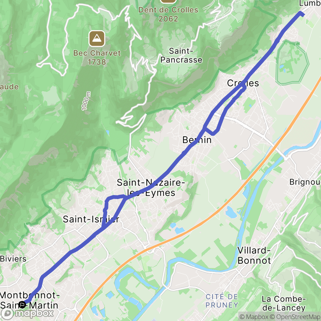 Montbonnot-Saint-Martin : carte du parcours de randonnée - France