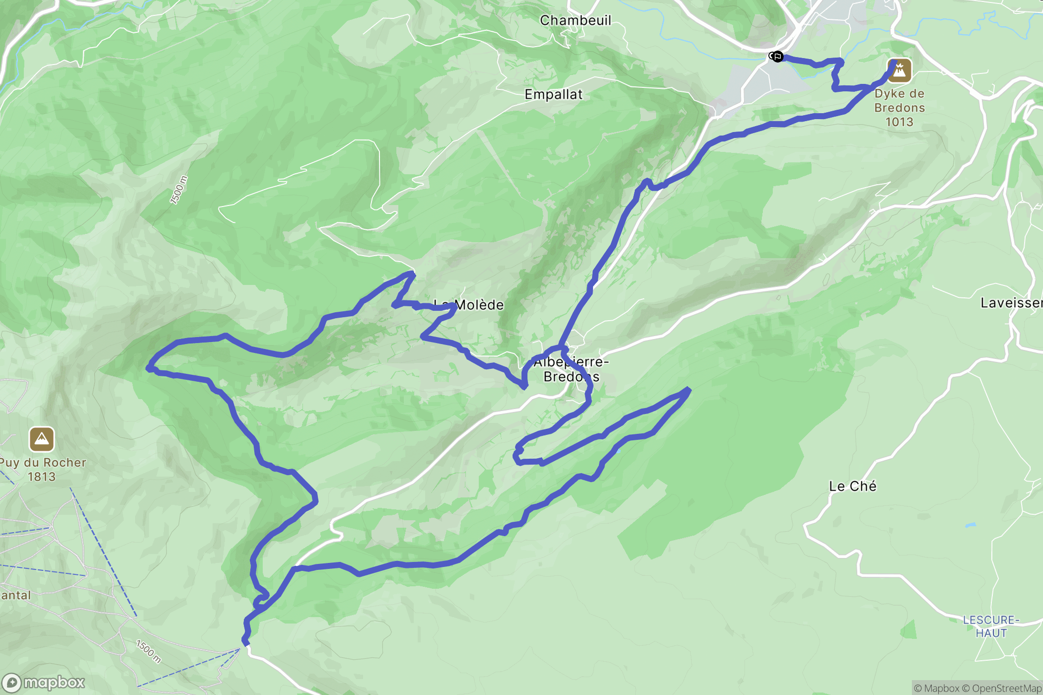 Murat : carte du parcours de randonnée - France