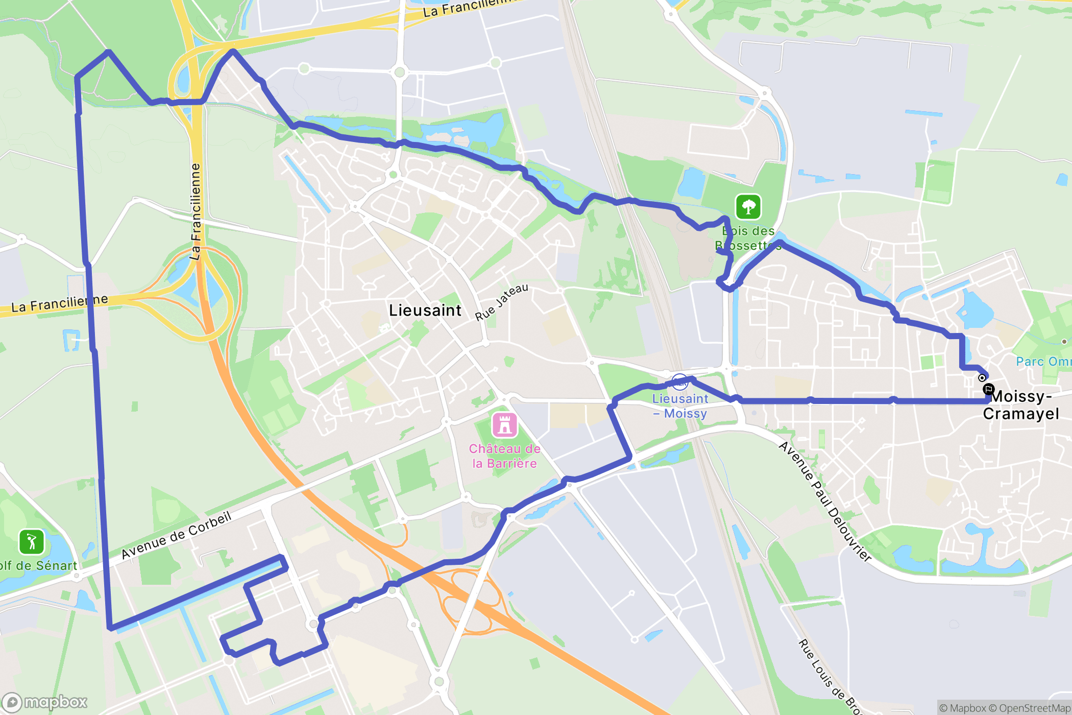 Moissy-Cramayel : carte du parcours de randonnée - France