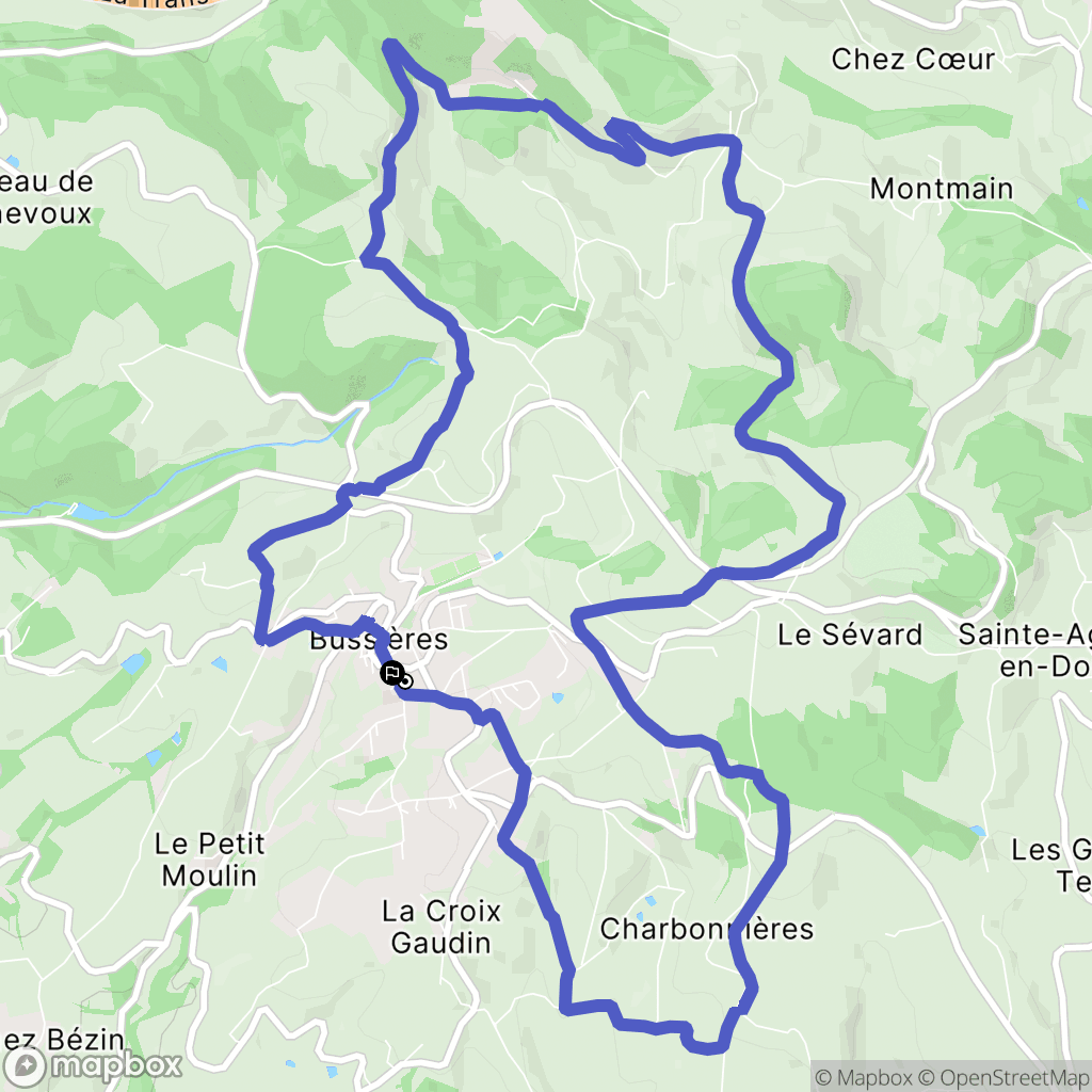Bussières : carte du parcours de randonnée - France