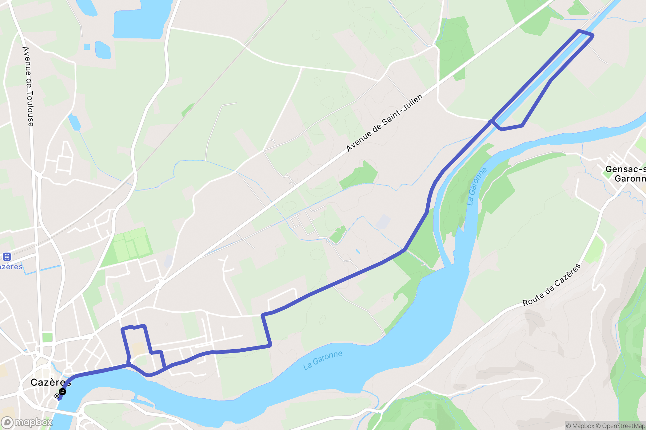 Cazères : carte du parcours de randonnée - France