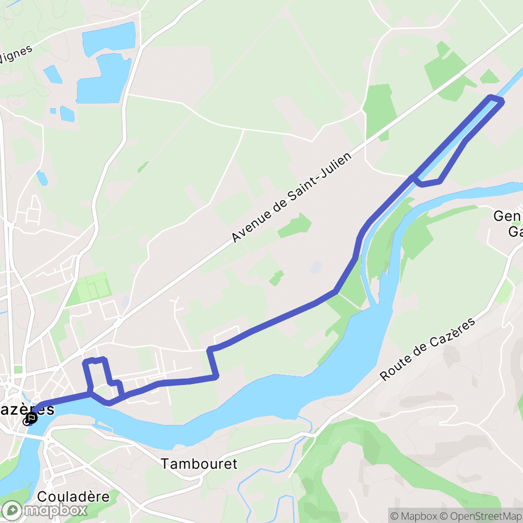 Cazères : carte du parcours de randonnée - France