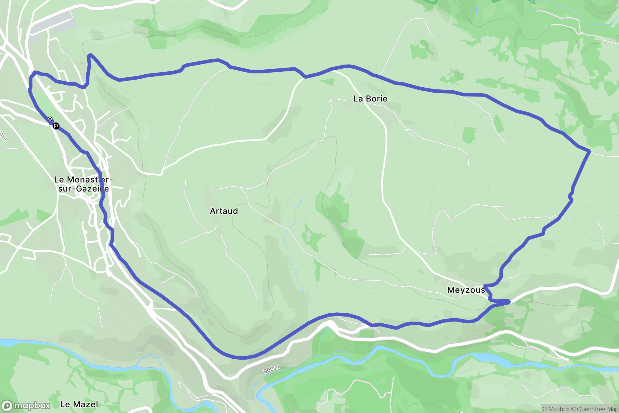 Le Monastier-sur-Gazeille : carte du parcours de randonnée - France