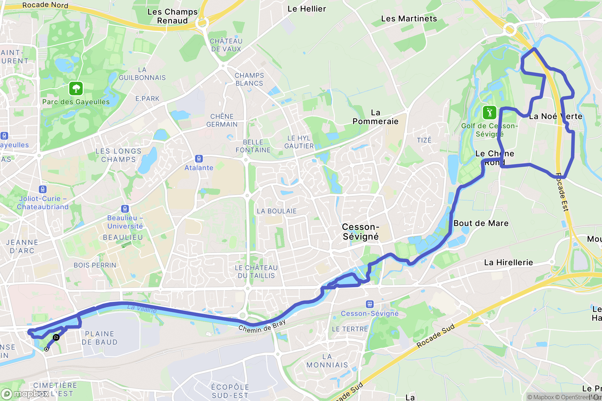 Rennes : carte du parcours de randonnée - France