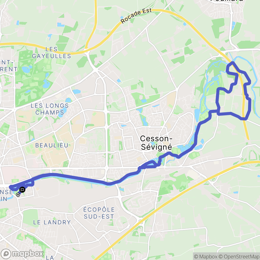 Rennes : carte du parcours de randonnée - France