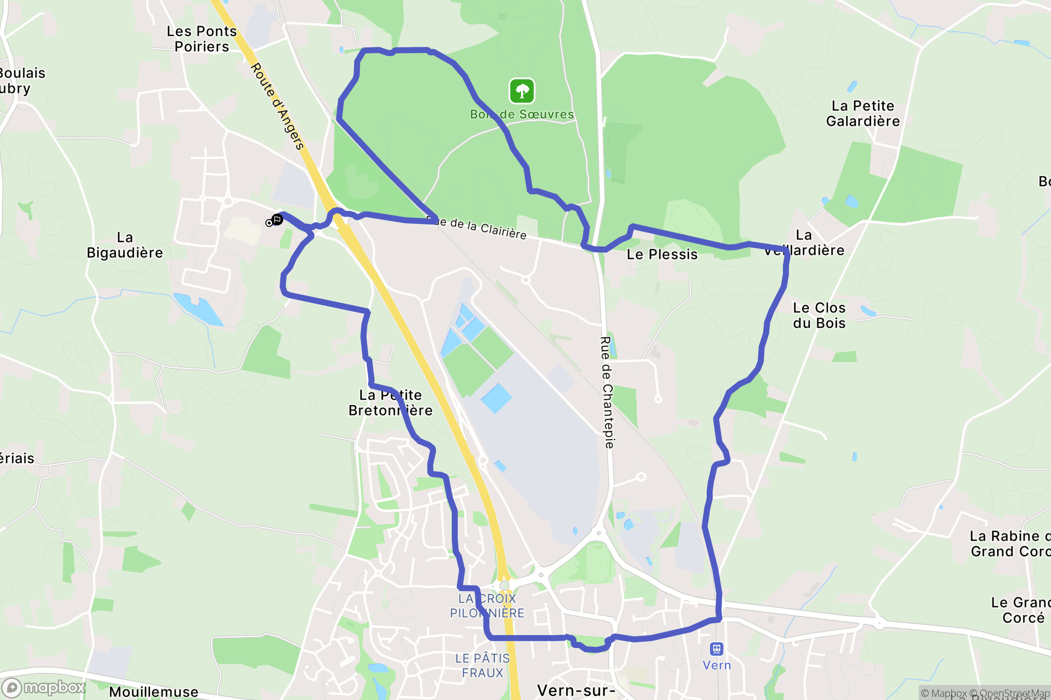 Vern-sur-Seiche : carte du parcours de randonnée - France