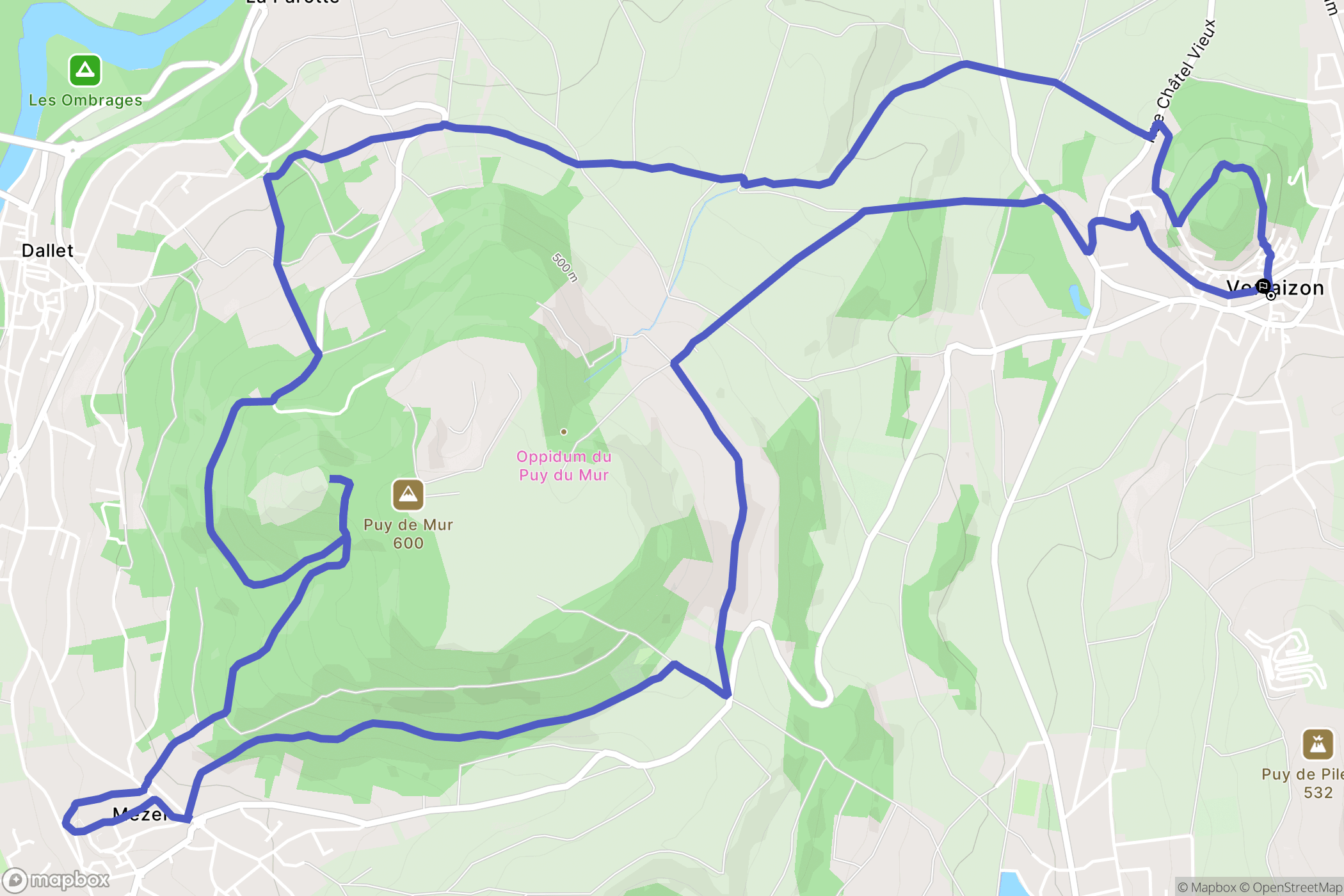 Vertaizon : carte du parcours de randonnée - France