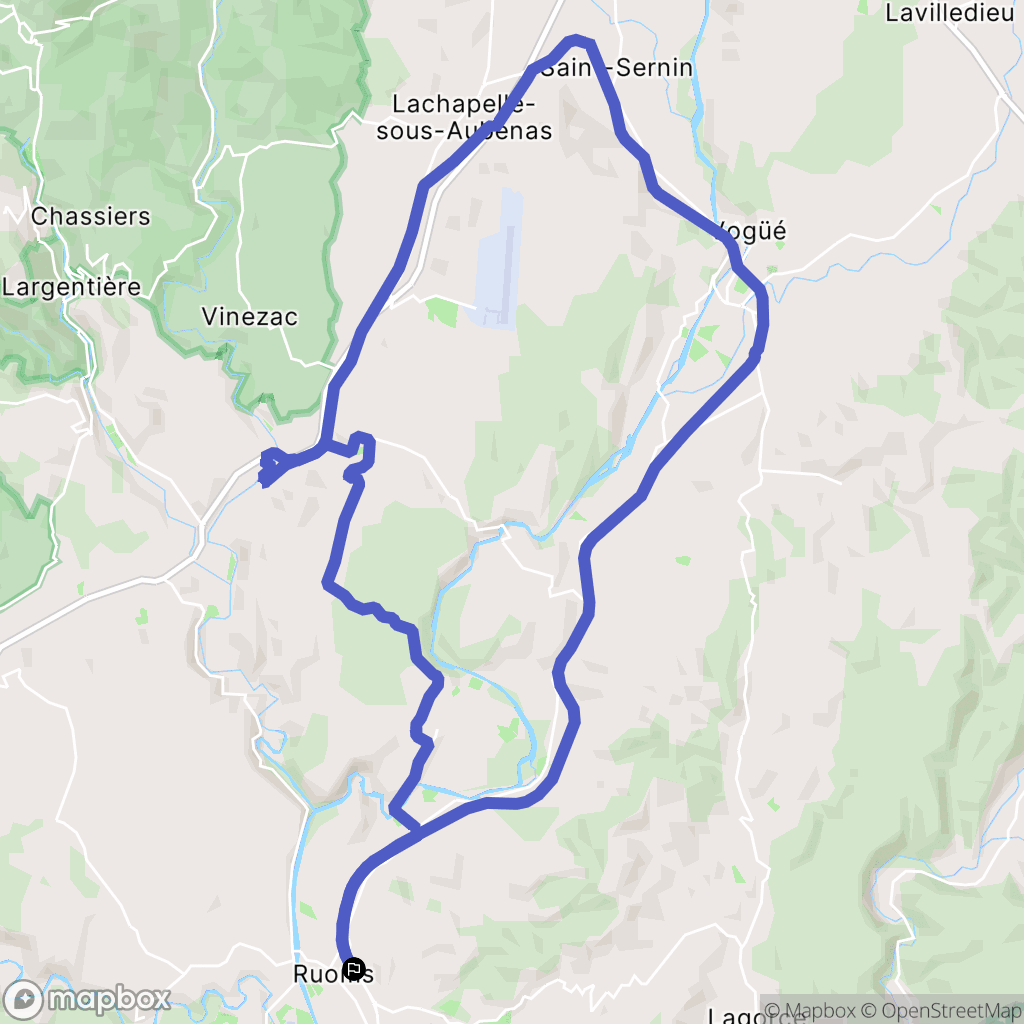 Ruoms : carte du parcours de randonnée - France