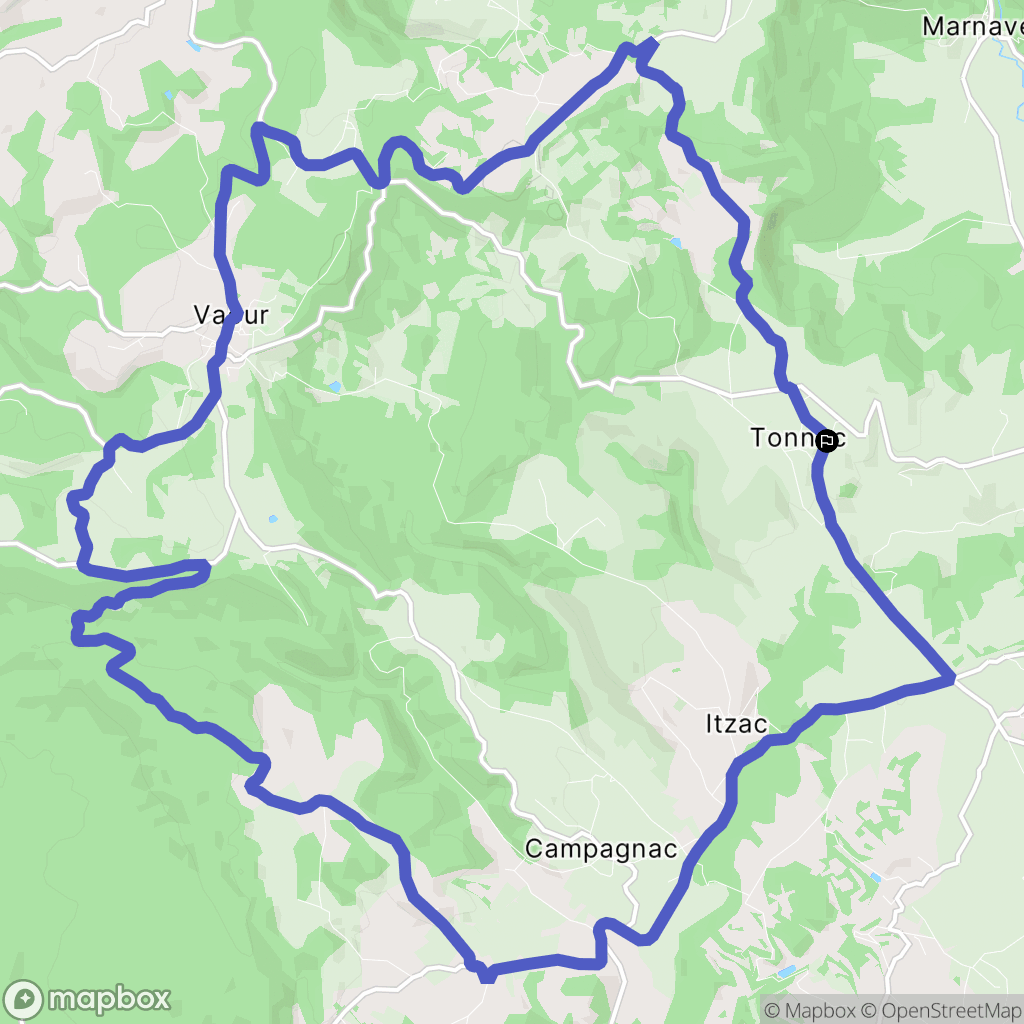 Tonnac : carte du parcours de randonnée - France