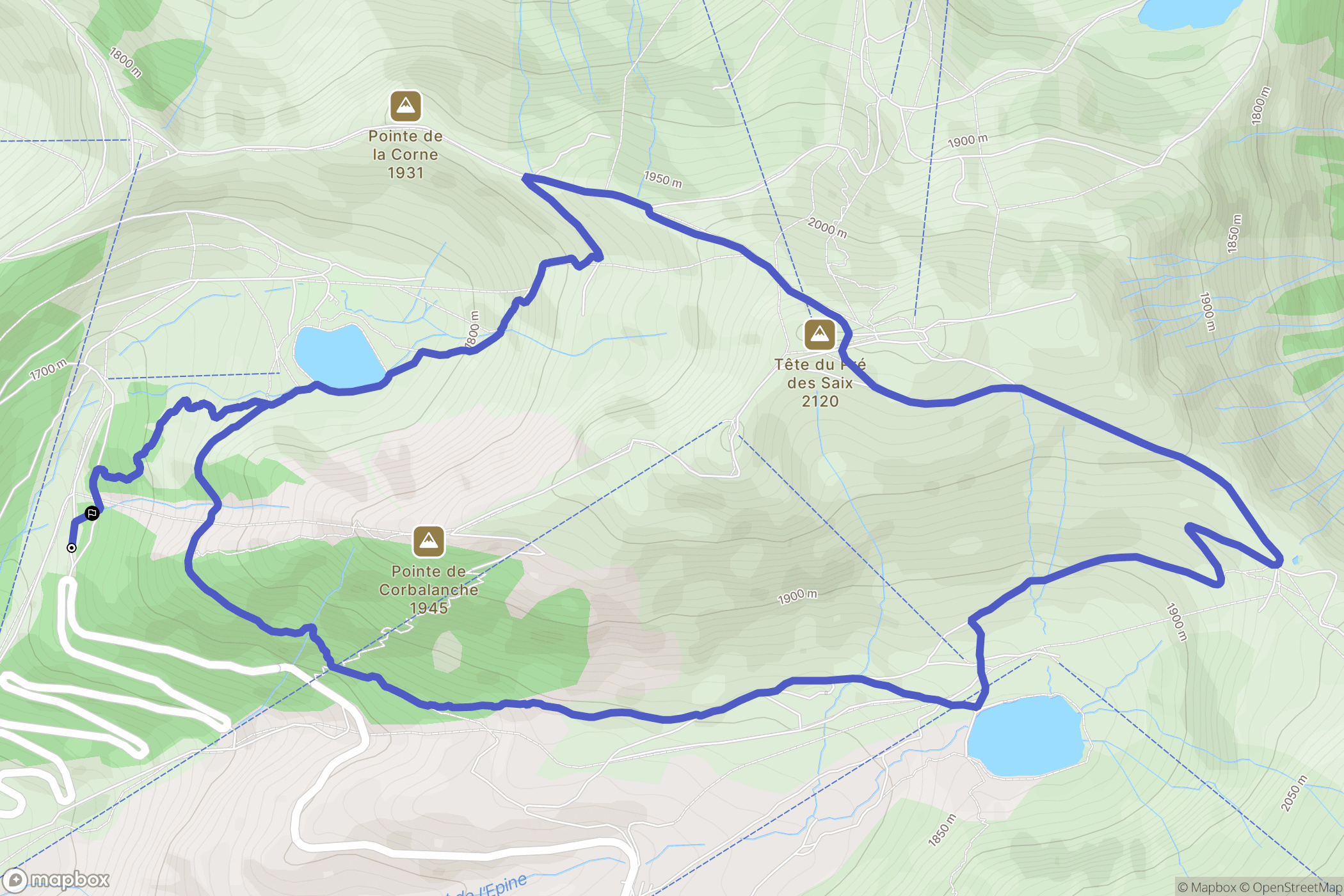 Arâches-la-Frasse : carte du parcours de randonnée - France