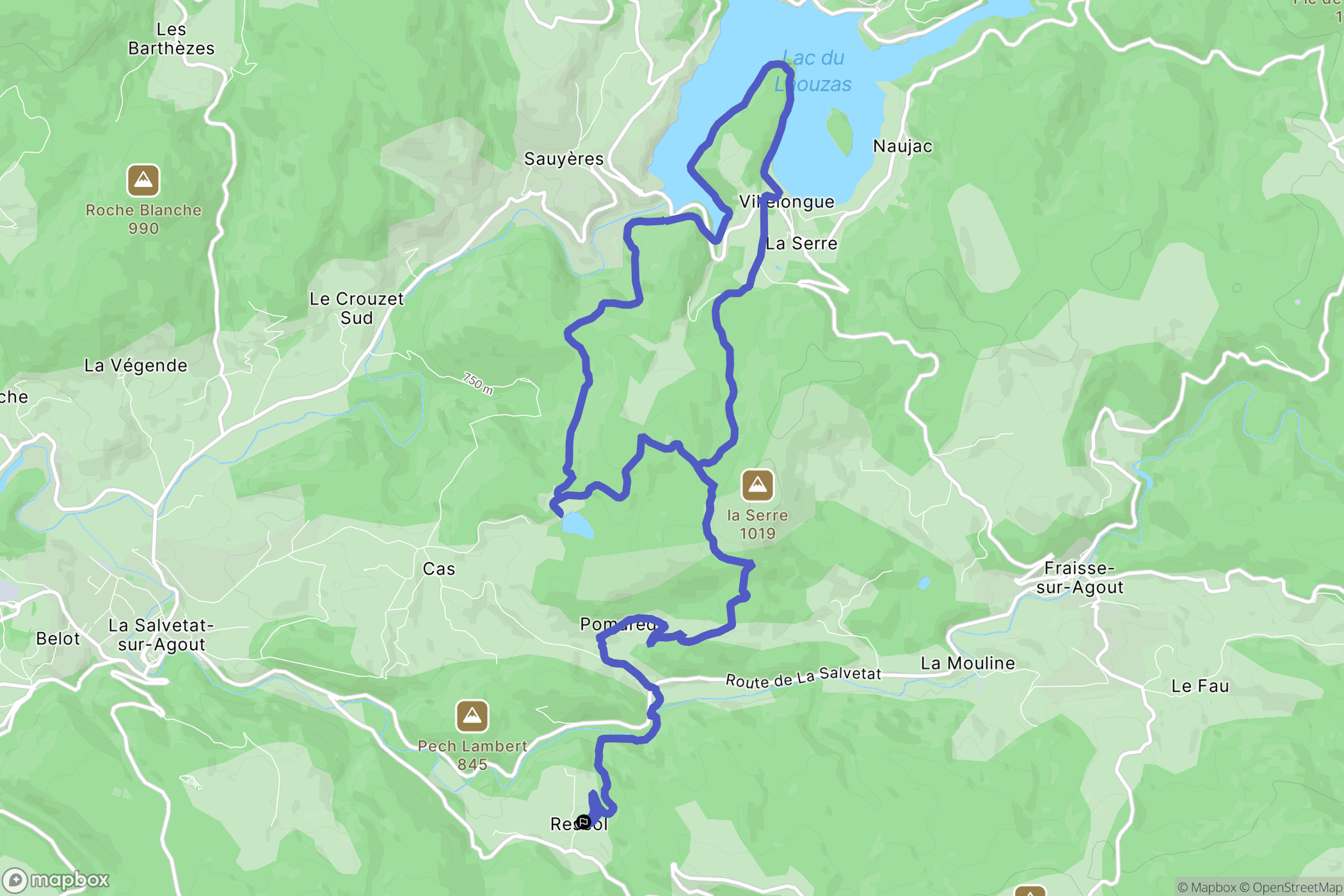 Fraisse-sur-Agout : carte du parcours de randonnée - France
