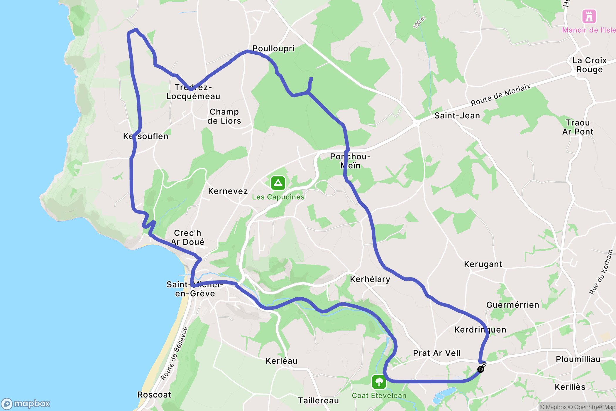 Ploumilliau : carte du parcours de randonnée - France