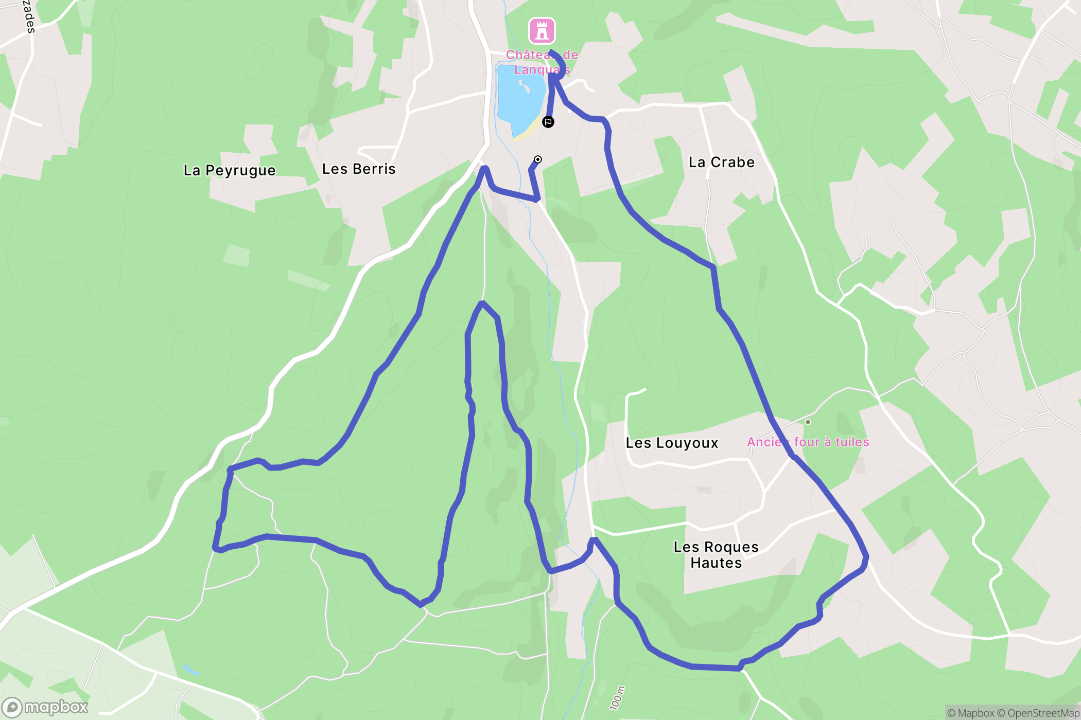 Lanquais : carte du parcours de randonnée - France