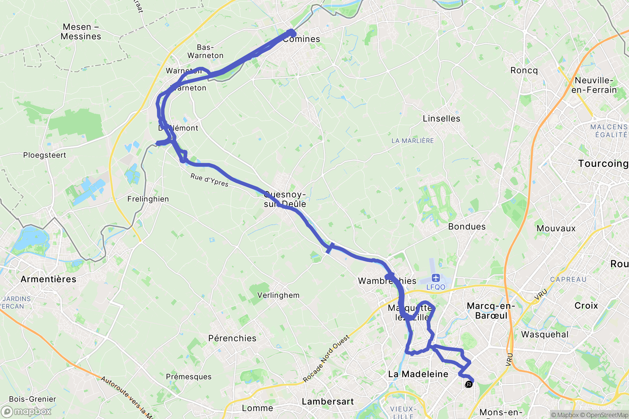 Marcq-en-Barœul : carte du parcours de randonnée - France