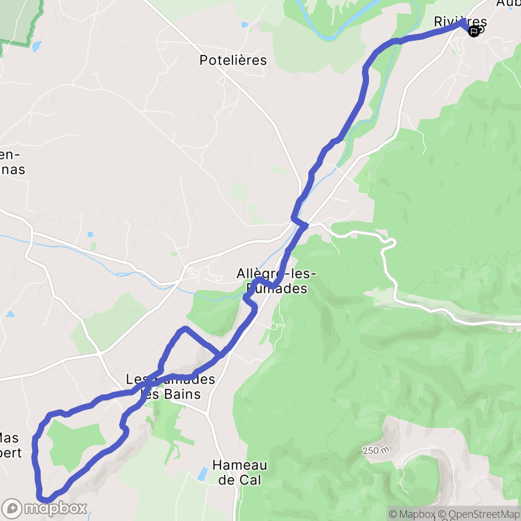 Rivières : carte du parcours de randonnée - France
