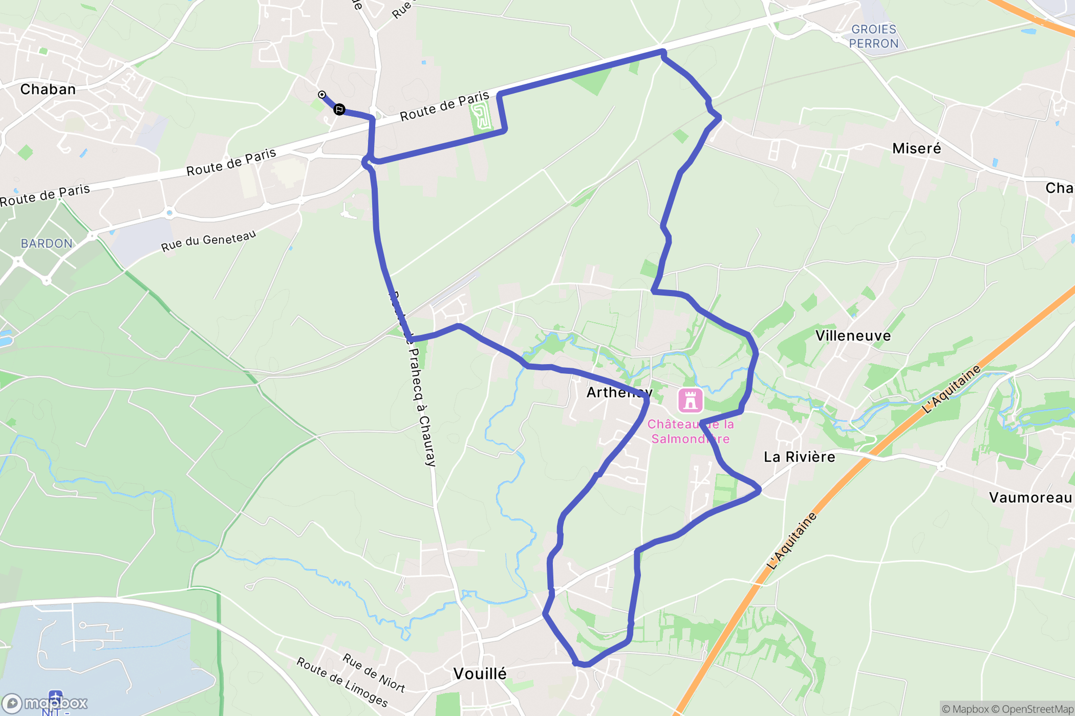 Chauray : carte du parcours de randonnée - France