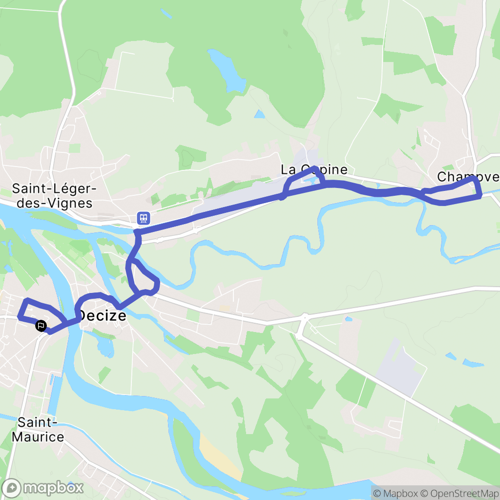 Decize : carte du parcours de randonnée - France