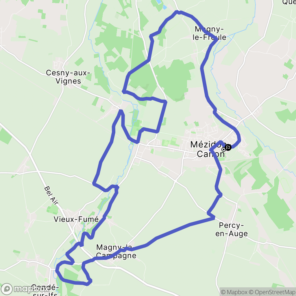 Mézidon Vallée d'Auge : carte du parcours de randonnée - France