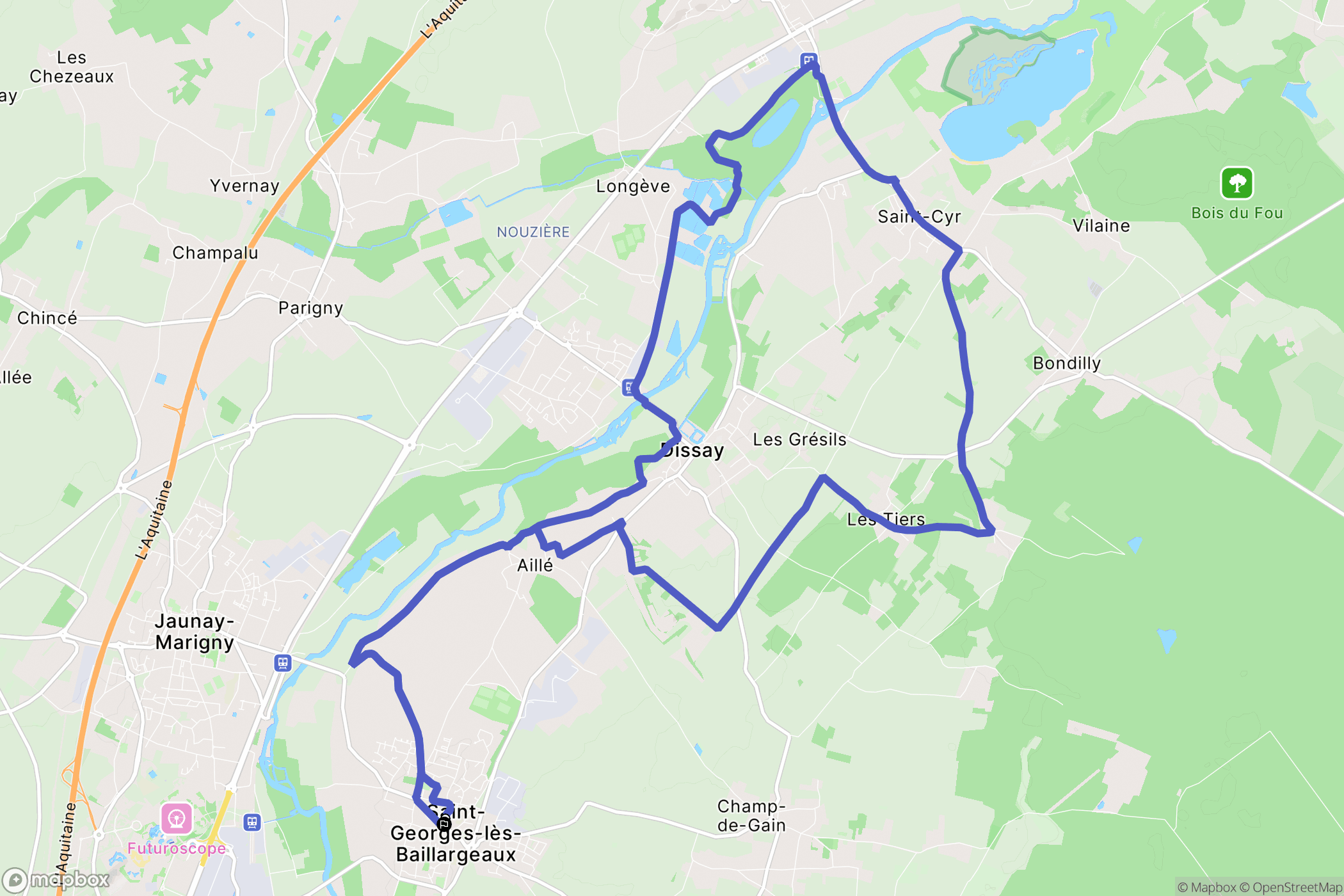 Saint-Georges-lès-Baillargeaux : carte du parcours de randonnée - France