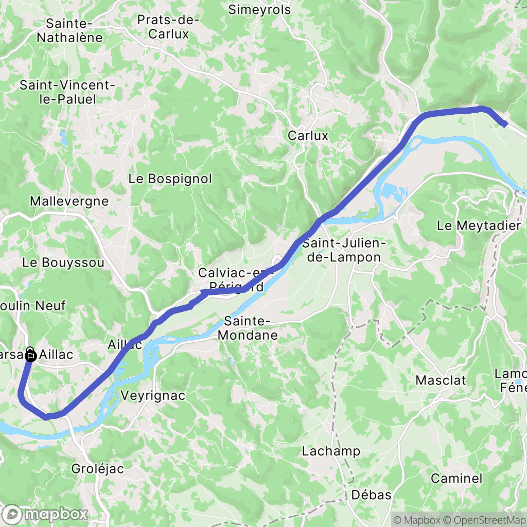 Carsac-Aillac : carte du parcours de randonnée - France