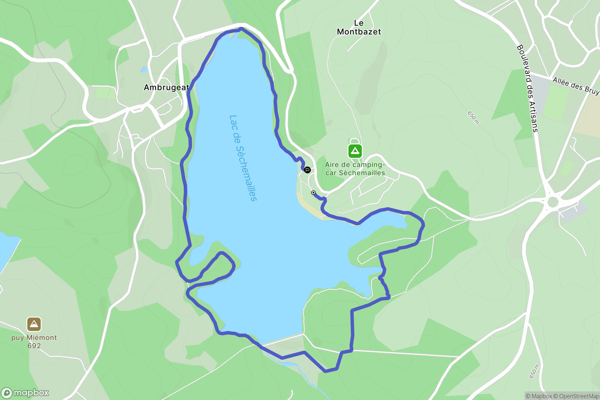 Ambrugeat : carte du parcours de randonnée - France