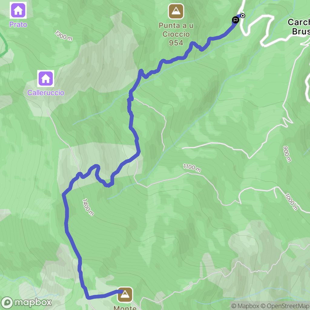 Piedipartino : carte du parcours de randonnée - France