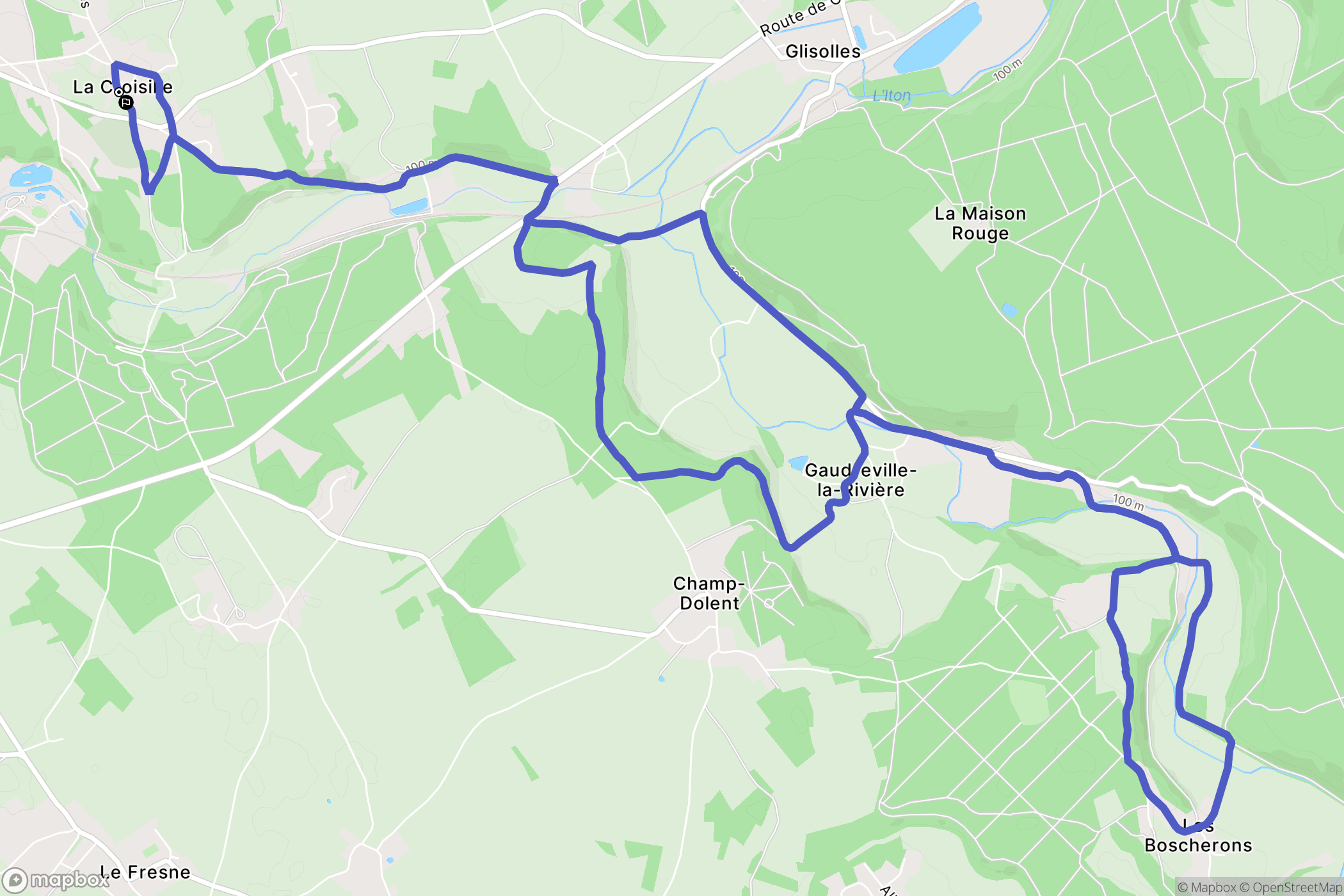 La Croisille : carte du parcours de randonnée - France