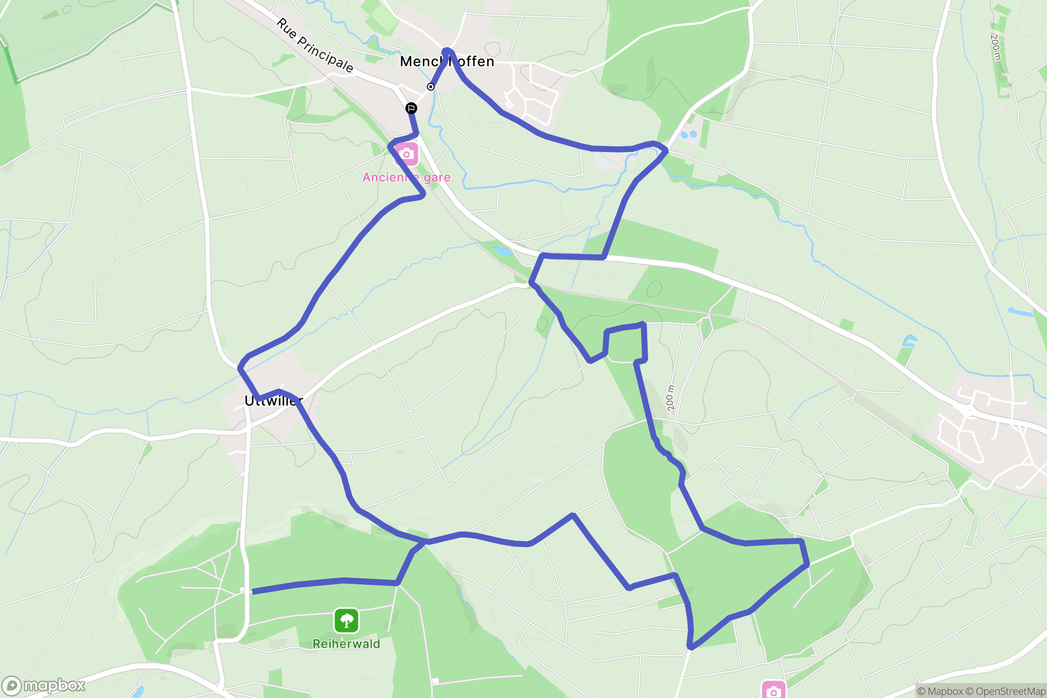 Menchhoffen : carte du parcours de randonnée - France